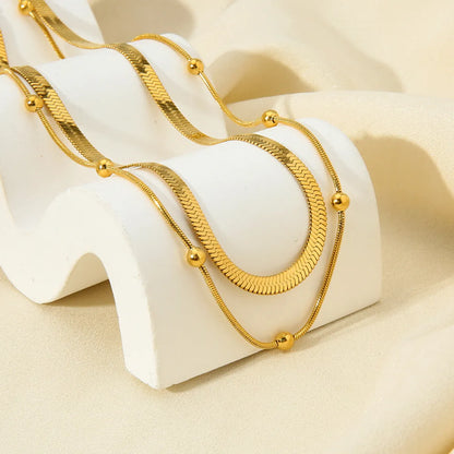 Simple Style Solid Color Stainless Steel 18k Gold Plated Necklace In Bulk