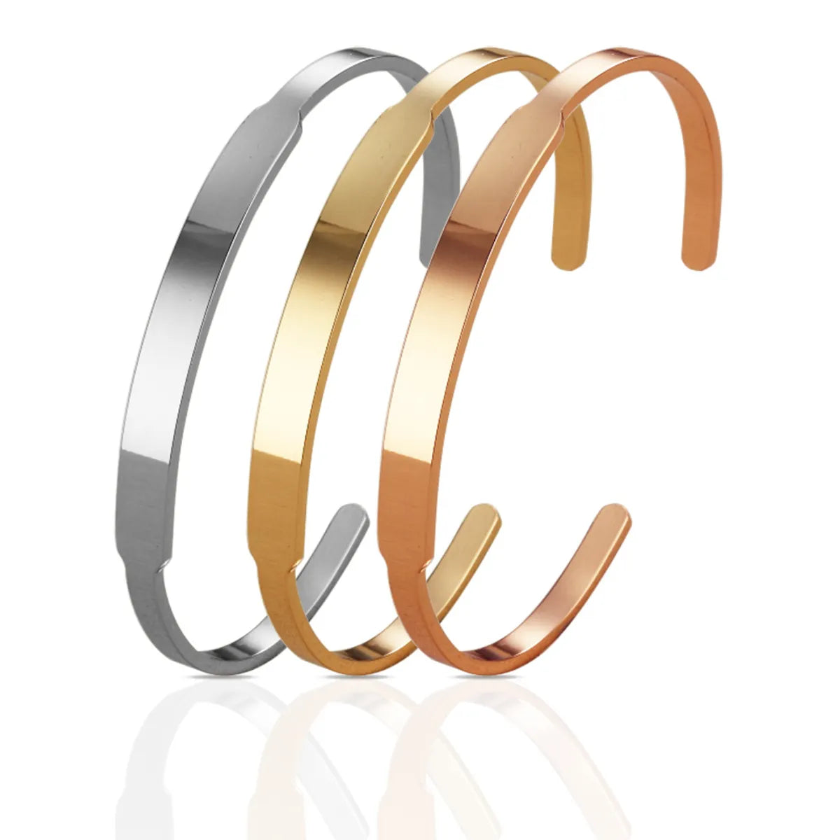 Simple Style Solid Color Stainless Steel Bangle