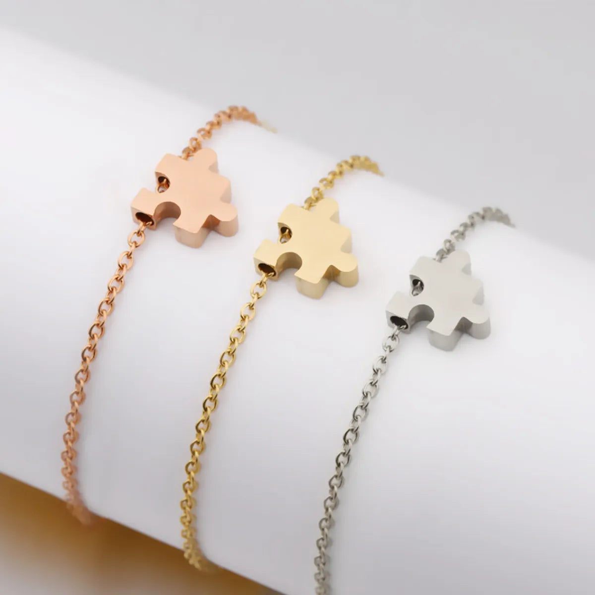 Simple Style Solid Color Stainless Steel Bracelets