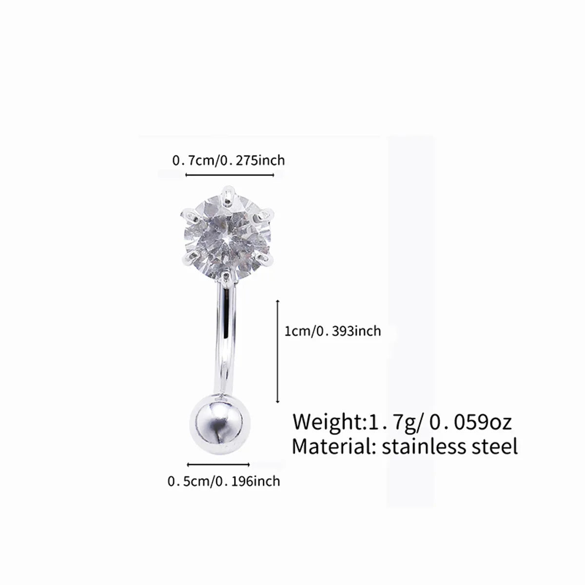 Simple Style Solid Color Stainless Steel Diamond Belly Ring In Bulk