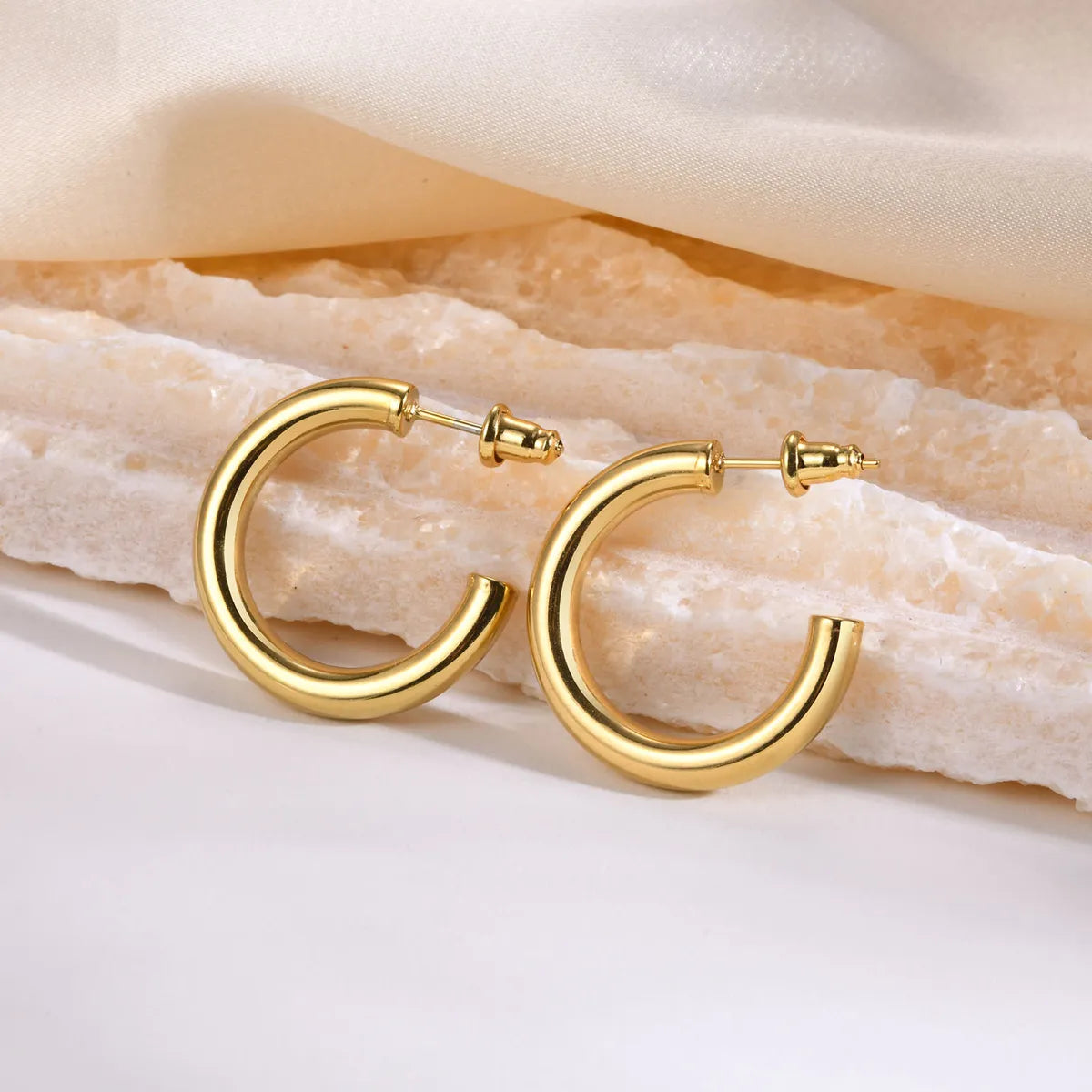 1 Pair Simple Style Solid Color Stainless Steel Earrings