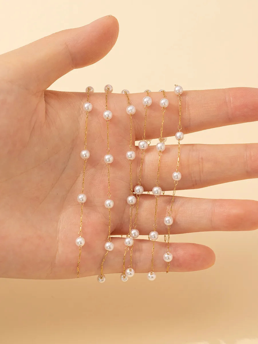 Wholesale Jewelry Simple Style Solid Color Stainless Steel Freshwater Pearl Artificial Pearls Patchwork