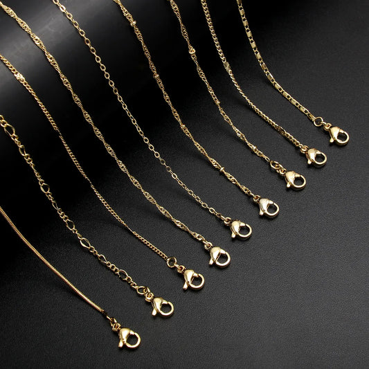 Simple Style Solid Color Stainless Steel Gold Plated Necklace