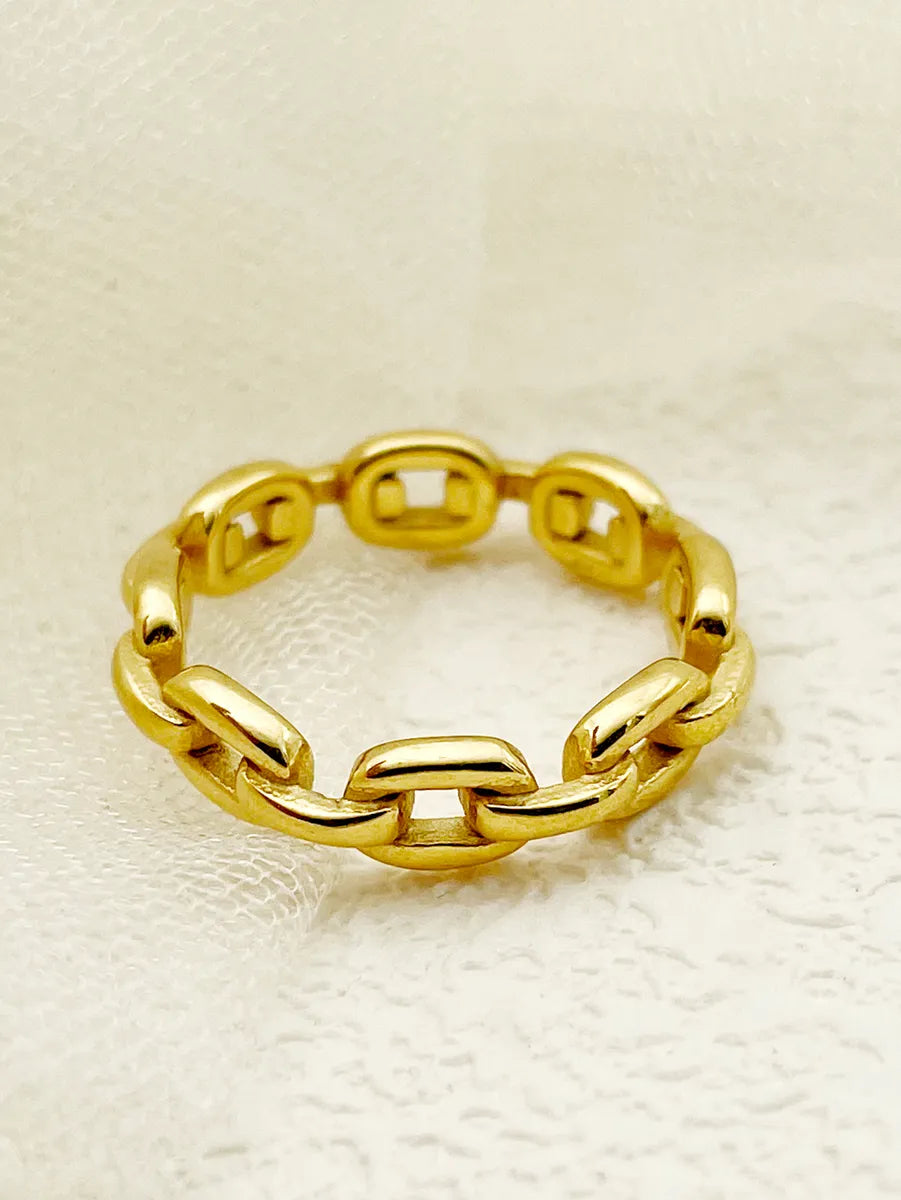 Simple Style Solid Color Stainless Steel Plating Gold Plated Rings