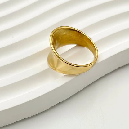 Simple Style Solid Color Stainless Steel Gold Plated Wide Band Ring In Bulk