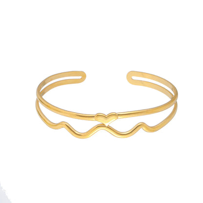 Simple Style Solid Color Stainless Steel Hollow Out Bangle