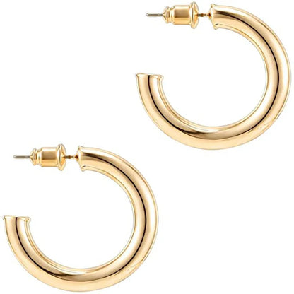 1 Pair Simple Style Solid Color 304 Stainless Steel 18K Gold Plated Hoop Earrings