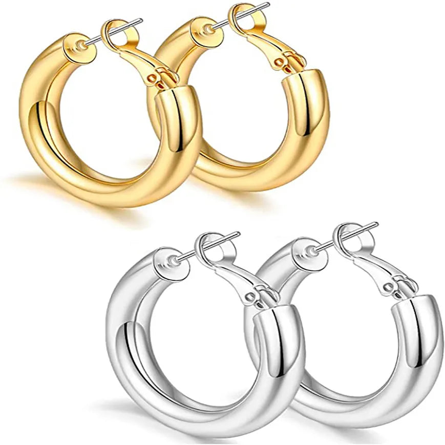 1 Pair Simple Style Solid Color 304 Stainless Steel 18K Gold Plated Hoop Earrings