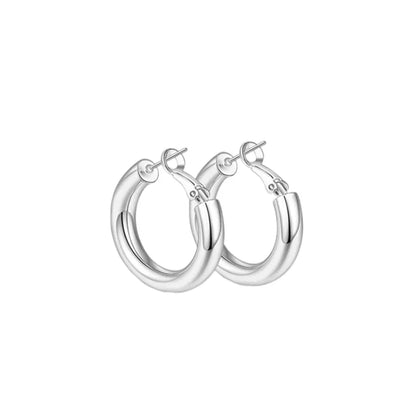 1 Pair Simple Style Solid Color 304 Stainless Steel 18K Gold Plated Hoop Earrings