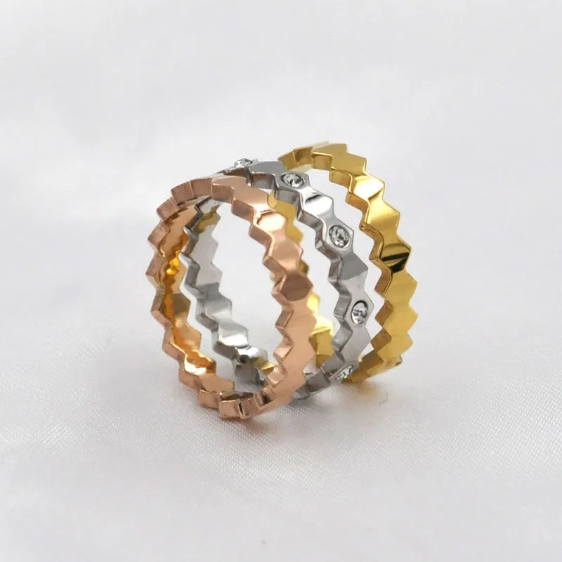 Wholesale Jewelry Simple Style Solid Color Stainless Steel Rhinestones Inlay Rings