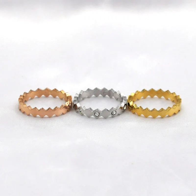 Wholesale Jewelry Simple Style Solid Color Stainless Steel Rhinestones Inlay Rings