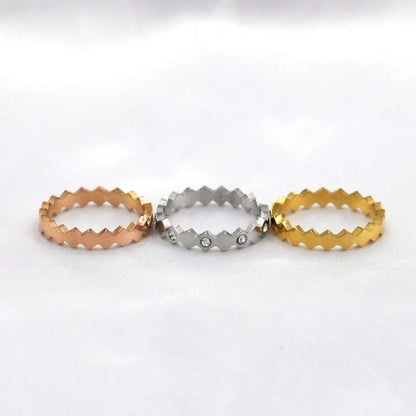 Wholesale Jewelry Simple Style Solid Color Stainless Steel Rhinestones Inlay Rings