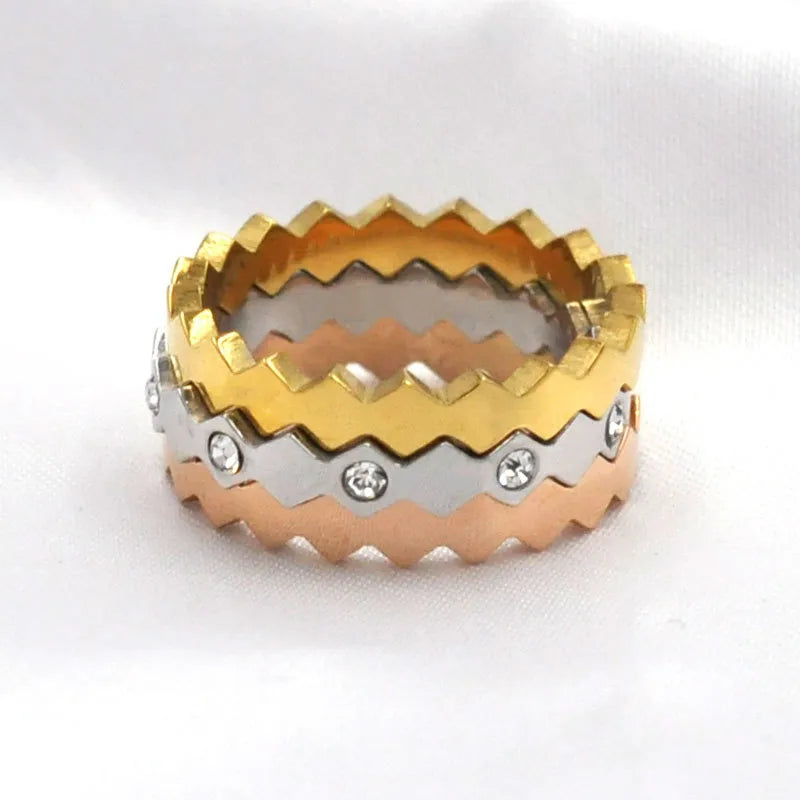 Wholesale Jewelry Simple Style Solid Color Stainless Steel Rhinestones Inlay Rings