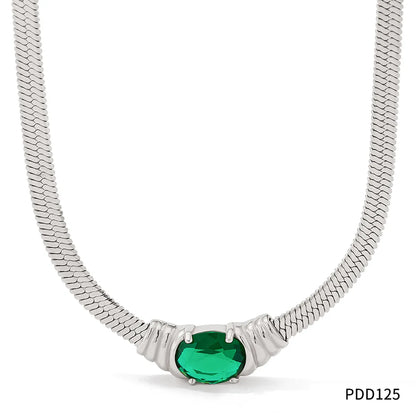 Simple Style Solid Color Stainless Steel Inlay Zircon Necklace