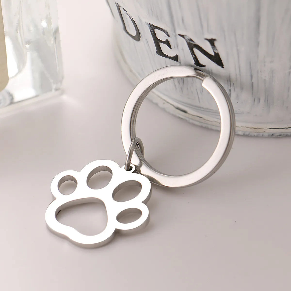 Simple Style Solid Color 201 Stainless Steel Keychain