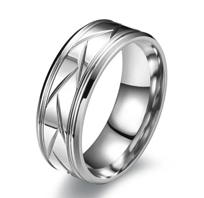 Simple Style Solid Color Stainless Steel Men'S Rings