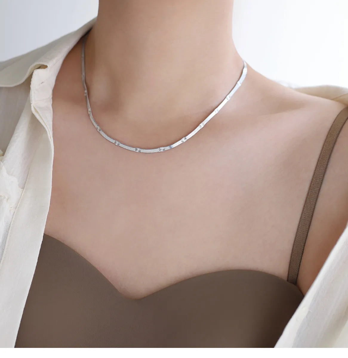 Simple Style Solid Color Stainless Steel Necklace