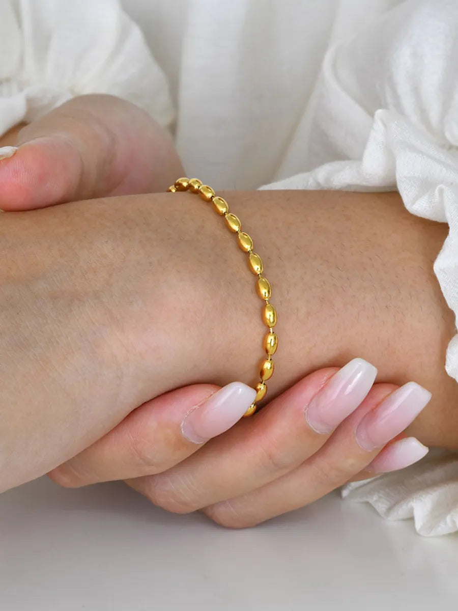 Simple Style Solid Color Stainless Steel Plating 18k Gold Plated Bracelets