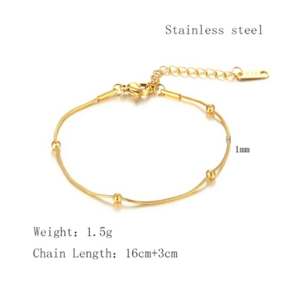 Simple Style Solid Color Stainless Steel Plating 18k Gold Plated Bracelets