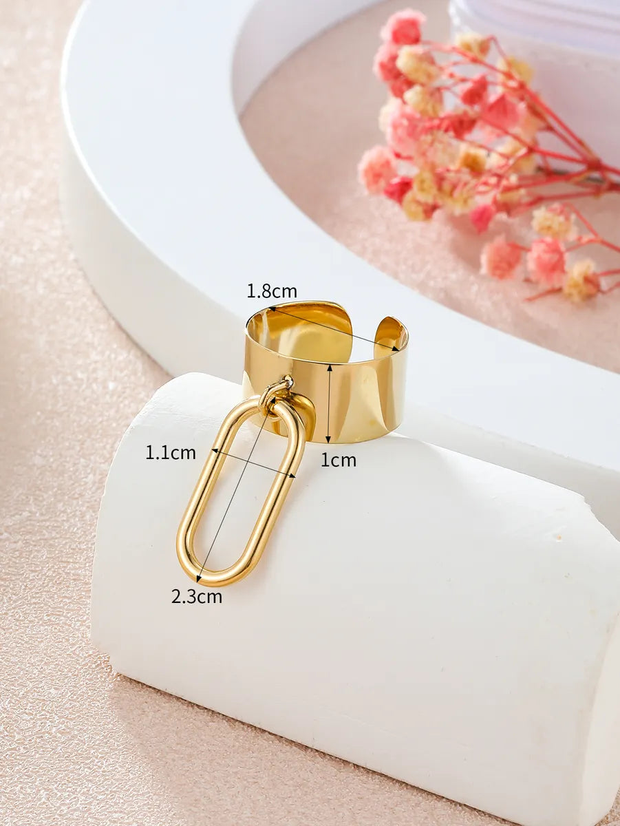 Simple Style Solid Color Stainless Steel Plating 18k Gold Plated Charm Rings