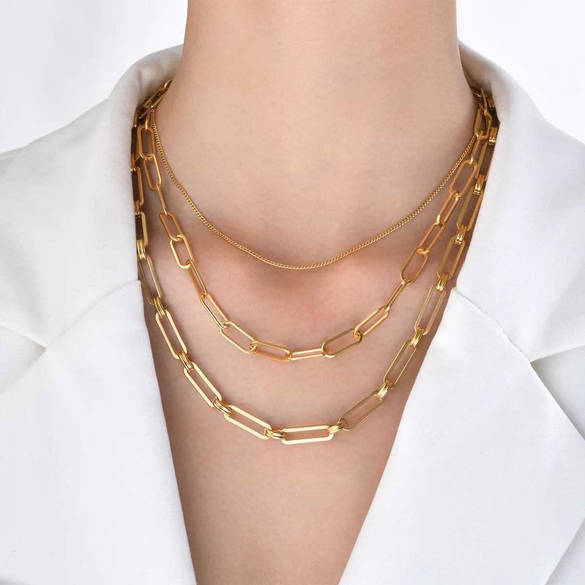 201 Stainless Steel 18K Gold Plated Simple Style Plating Solid Color Necklace