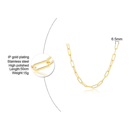 201 Stainless Steel 18K Gold Plated Simple Style Plating Solid Color Necklace