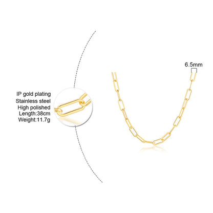 201 Stainless Steel 18K Gold Plated Simple Style Plating Solid Color Necklace