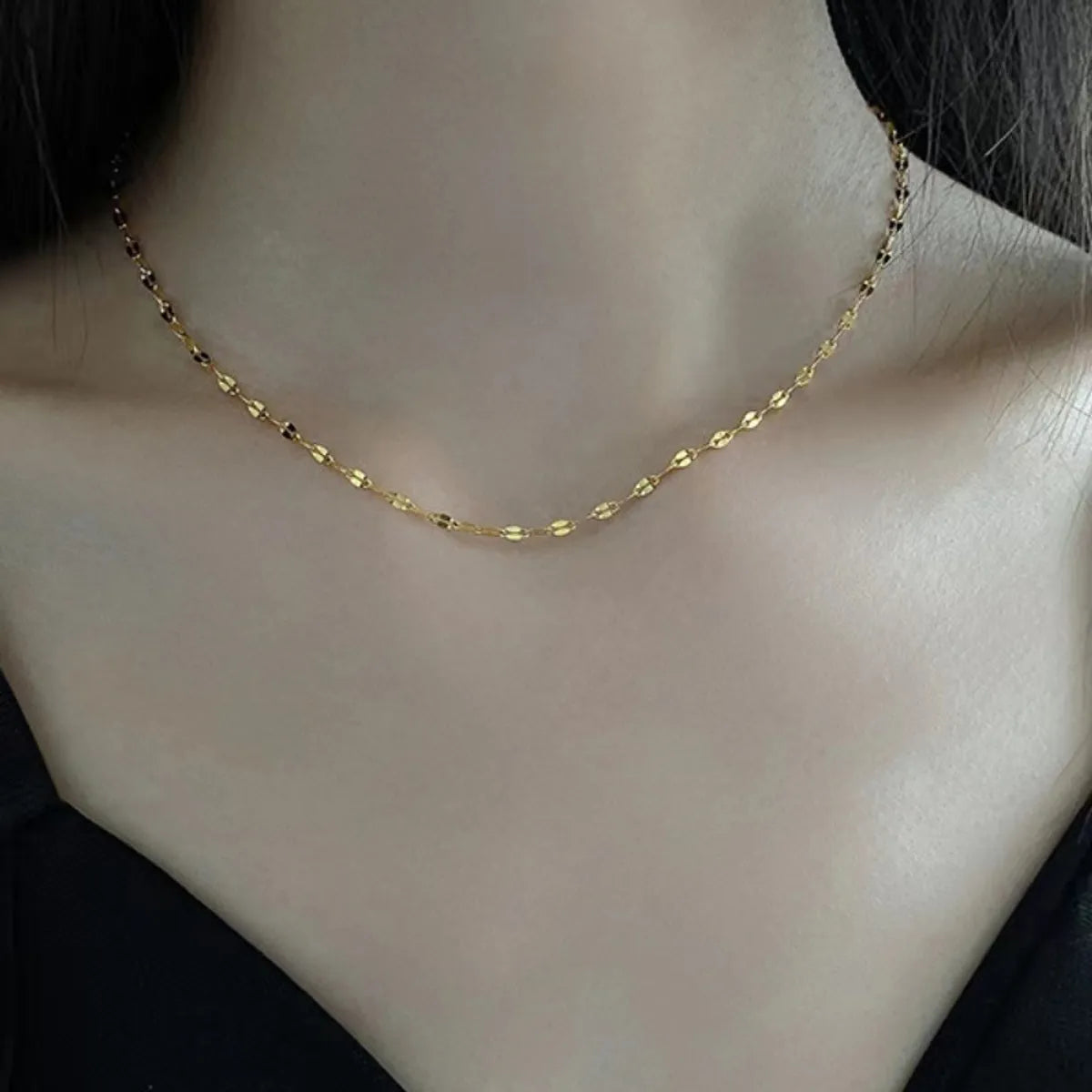 Simple Style Solid Color Stainless Steel Plating 18k Gold Plated Necklace