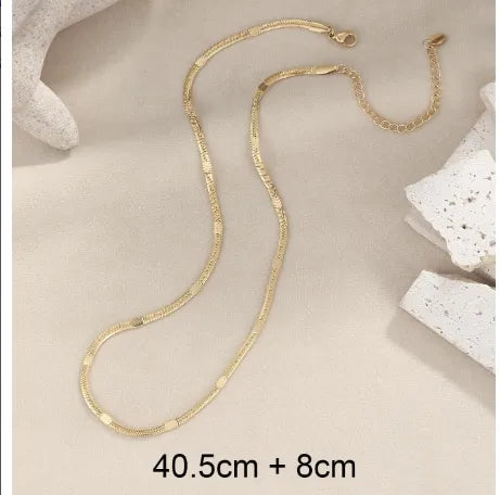 304 Stainless Steel 14K Gold Plated Simple Style Plating Solid Color Necklace