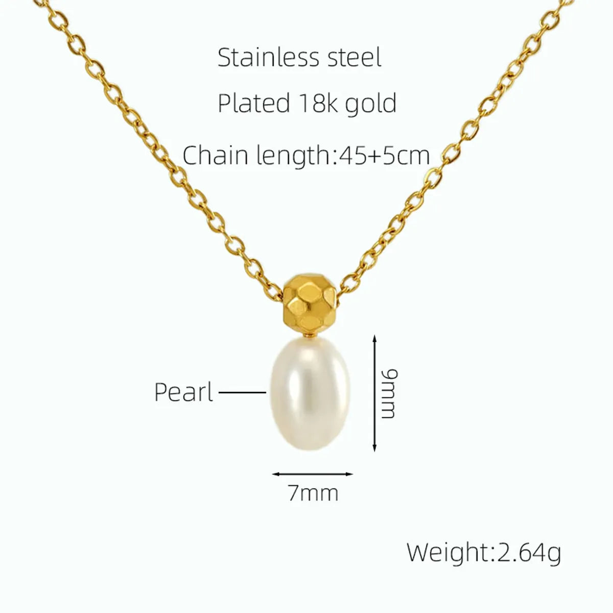 304 Stainless Steel 18K Gold Plated Simple Style Plating Solid Color Pendant Necklace