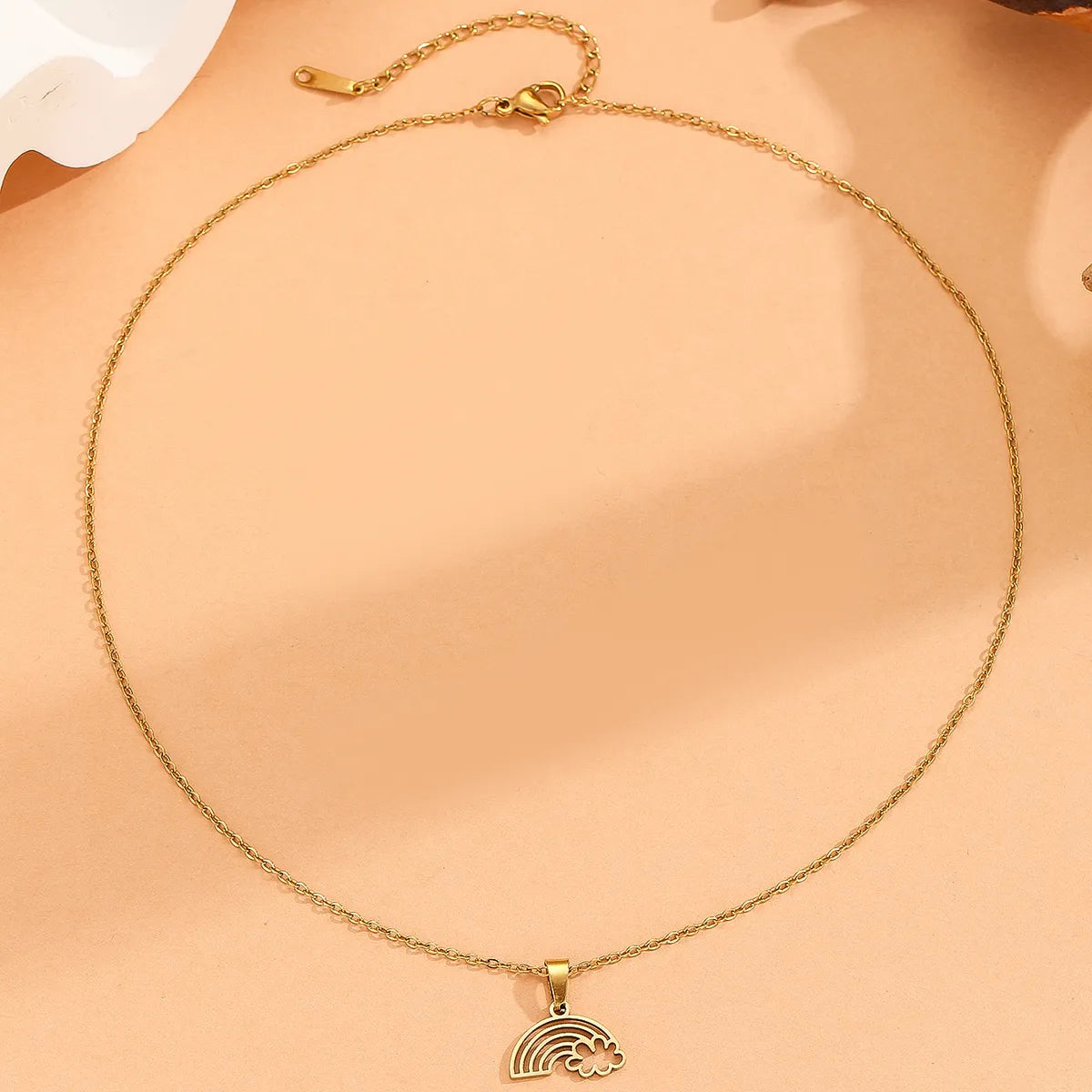 Simple Style Solid Color Stainless Steel Plating 18k Gold Plated Pendant Necklace