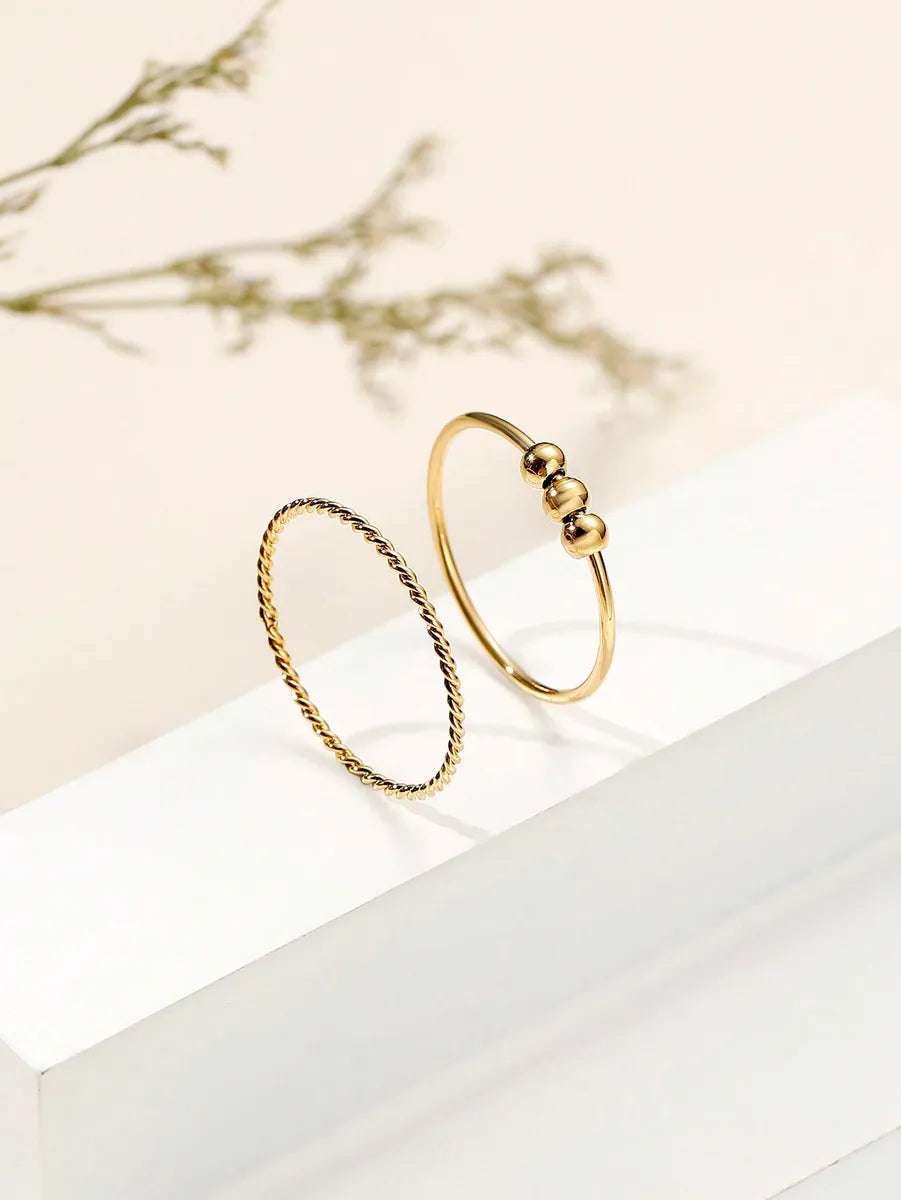 Simple Style Solid Color Stainless Steel Plating 18k Gold Plated Rings