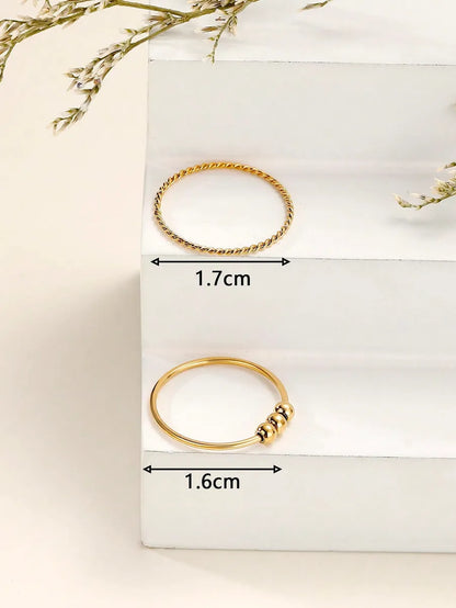 Simple Style Solid Color Stainless Steel Plating 18k Gold Plated Rings