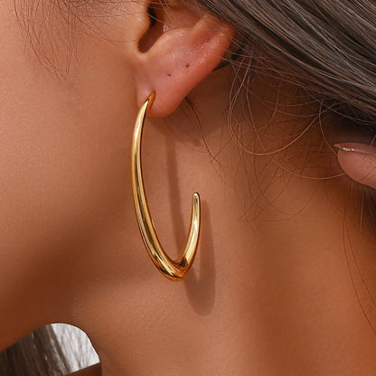 Simple Style Solid Color Stainless Steel Plating 18k Gold Plated Women's Ear Studs