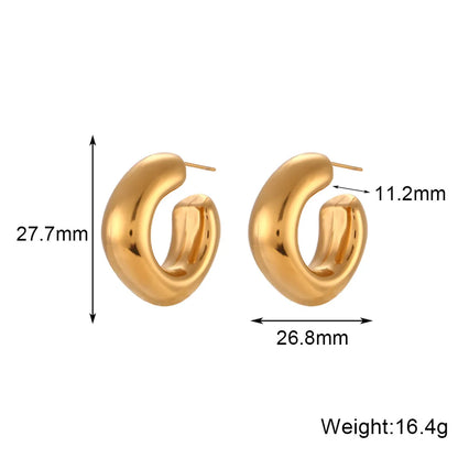 1 Pair Simple Style Solid Color Plating Stainless Steel 18k Gold Plated Ear Studs