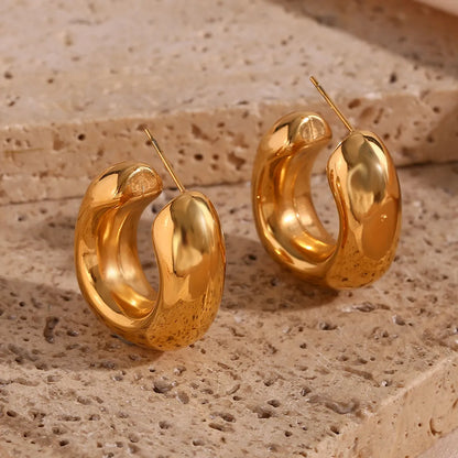 1 Pair Simple Style Solid Color Plating Stainless Steel 18k Gold Plated Ear Studs