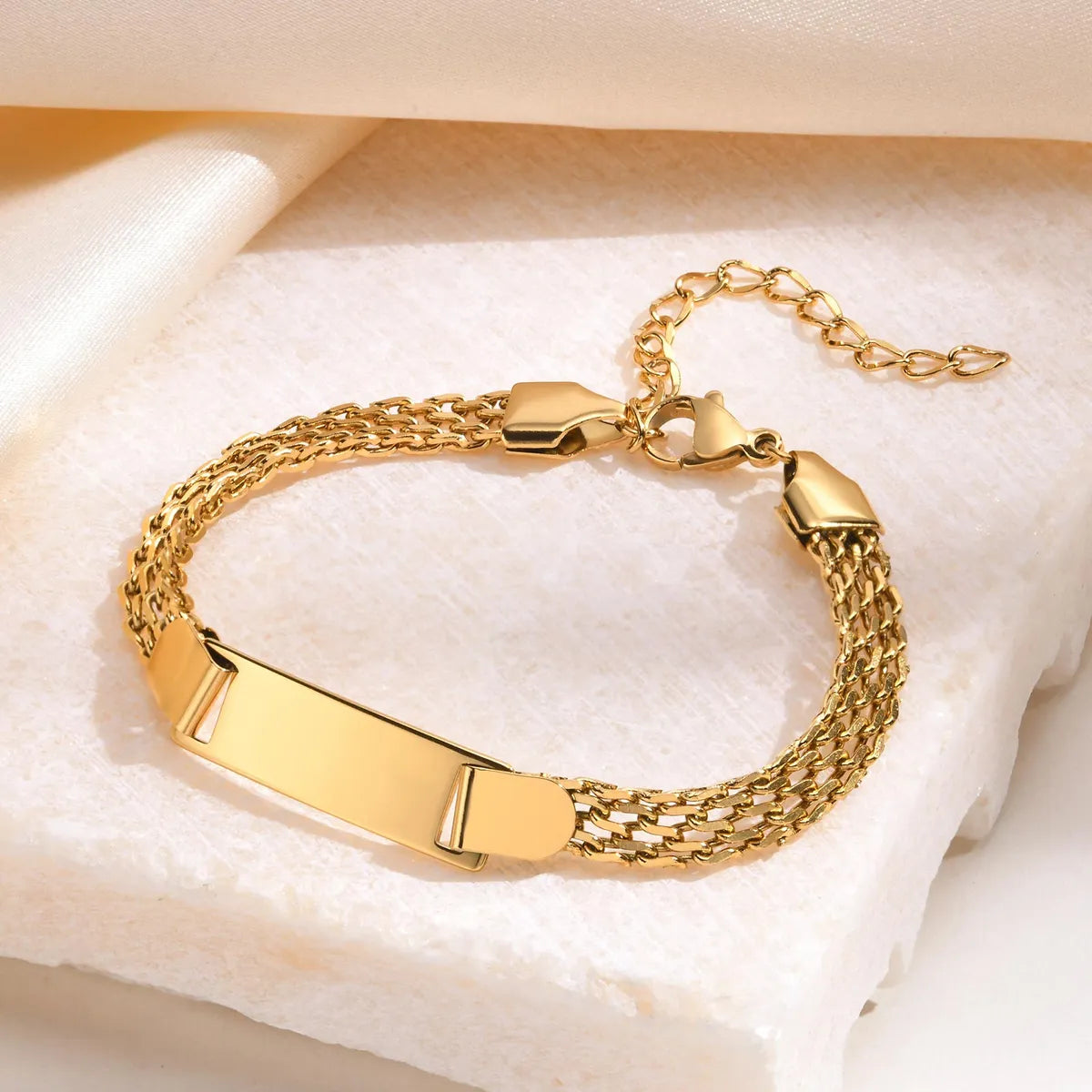 Simple Style Solid Color Stainless Steel Plating Bracelets