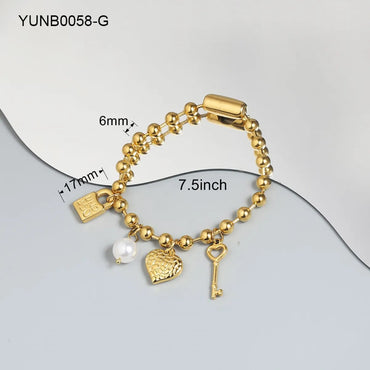 Simple Style Solid Color Stainless Steel Plating Chain 18k Gold Plated Bracelets