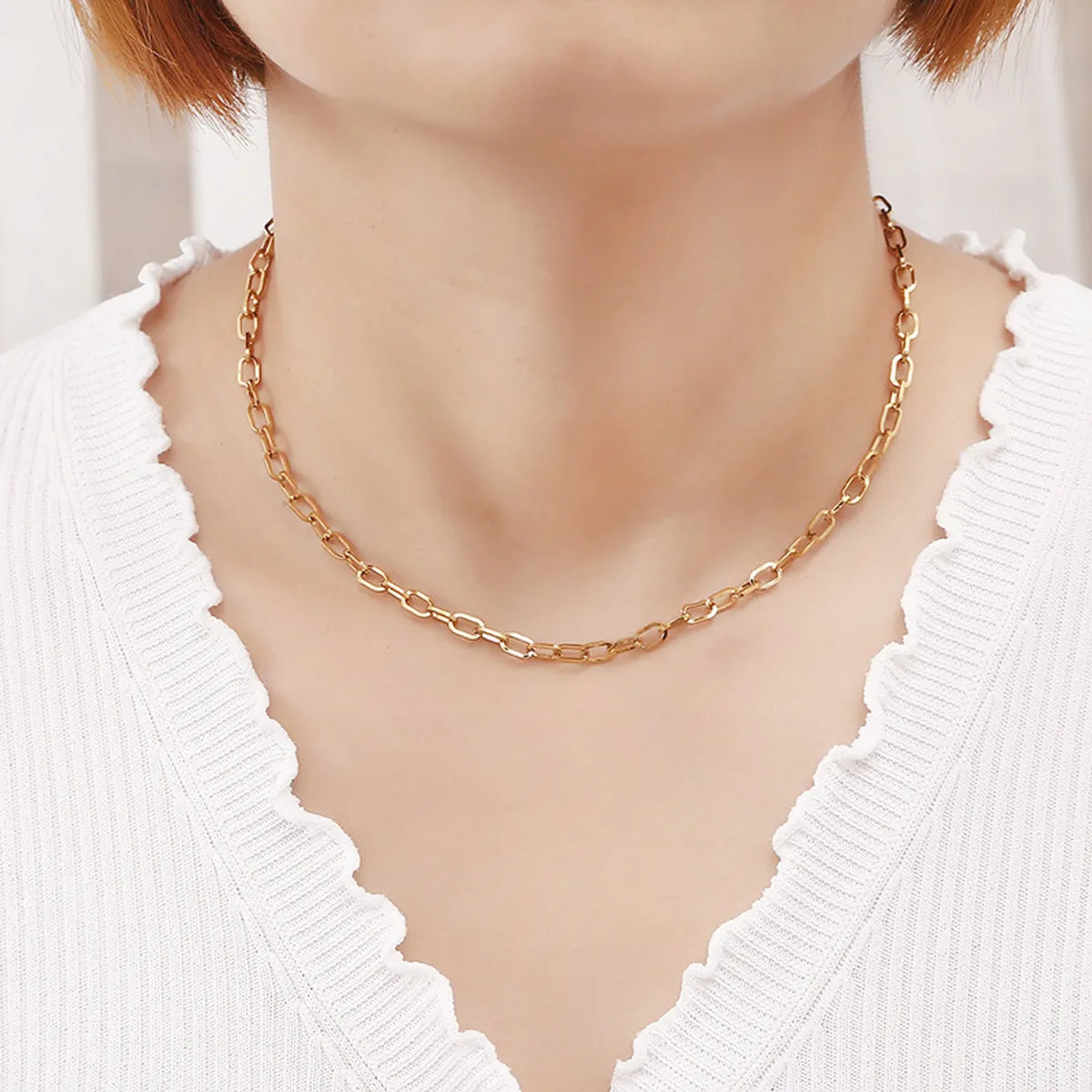 Simple Style Solid Color Stainless Steel Plating Chain Necklace