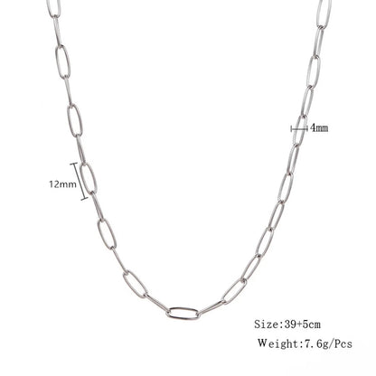 Simple Style Solid Color Stainless Steel Plating Chain Necklace