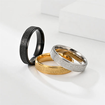 Simple Style Solid Color Stainless Steel Plating Couple Rings