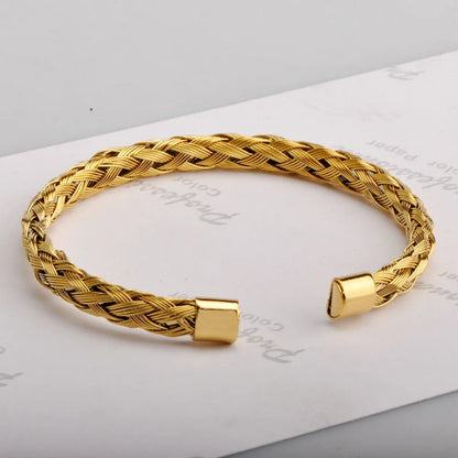 Simple Style Solid Color Stainless Steel Plating Gold Plated Bangle