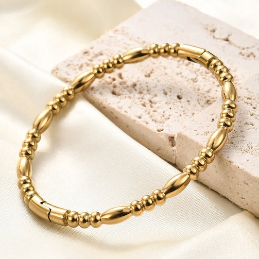 Simple Style Solid Color Stainless Steel Plating Gold Plated Bangle