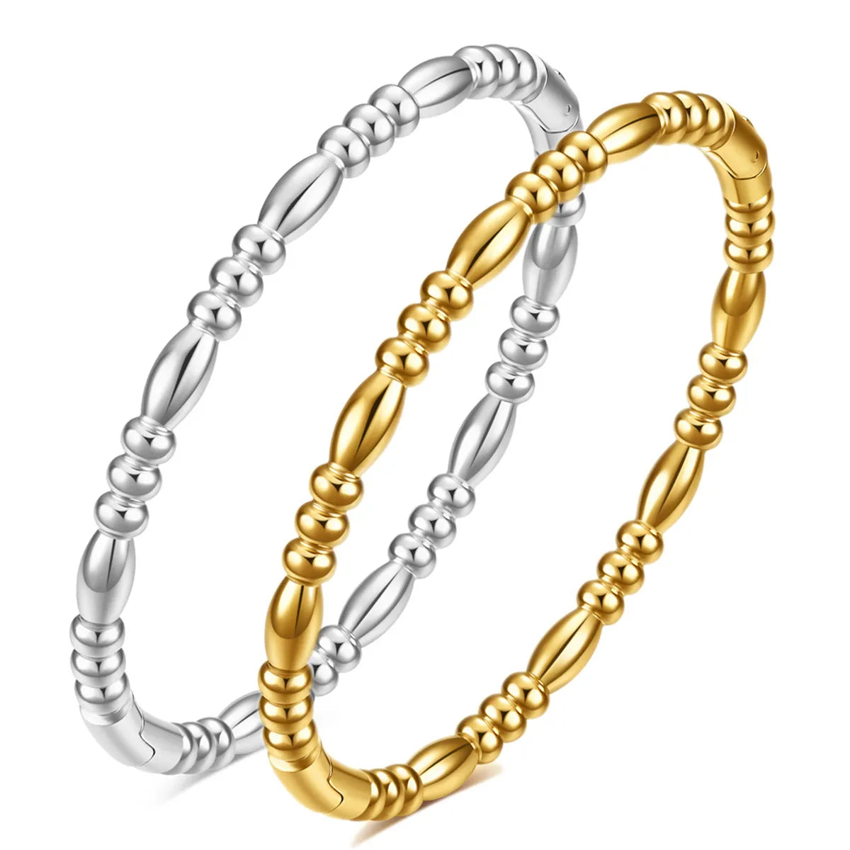 Simple Style Solid Color Stainless Steel Plating Gold Plated Bangle