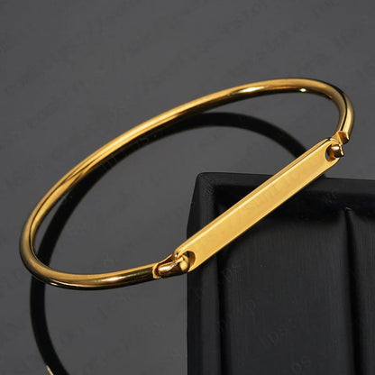 Simple Style Solid Color Stainless Steel Plating Gold Plated Bangle