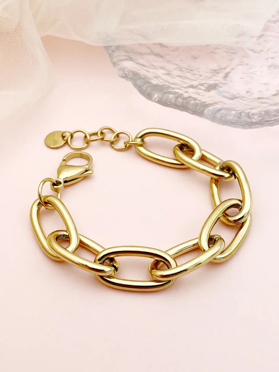 Simple Style Solid Color Stainless Steel Plating Gold Plated Bracelets