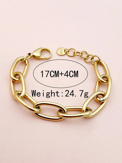 Simple Style Solid Color Stainless Steel Plating Gold Plated Bracelets