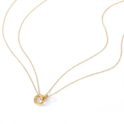 Simple Style Solid Color Stainless Steel Plating Gold Plated Layered Necklaces