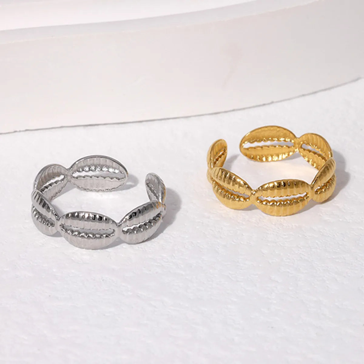 Simple Style Solid Color Stainless Steel Plating Gold Plated Open Ring