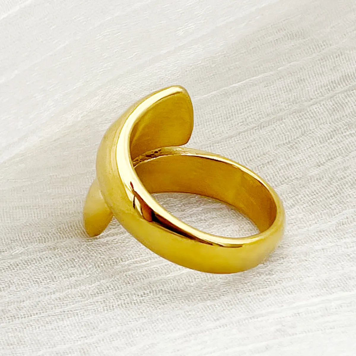 Simple Style Solid Color Stainless Steel Plating Gold Plated Open Rings